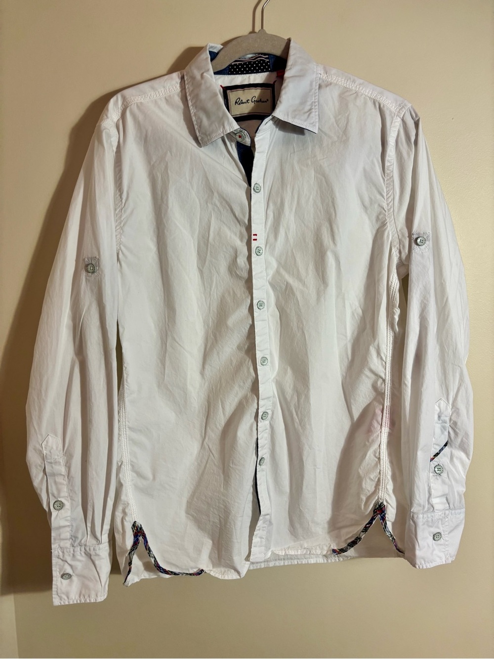 Robert Graham White Tailored Fit Long-Sleeve Button-Up Shirt size Medium